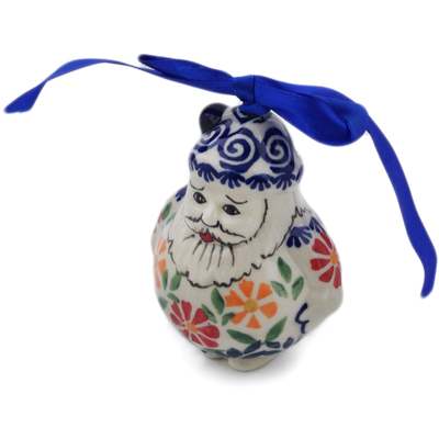 Polish Pottery Santa Claus Ornament 4&quot; Wave Of Flowers