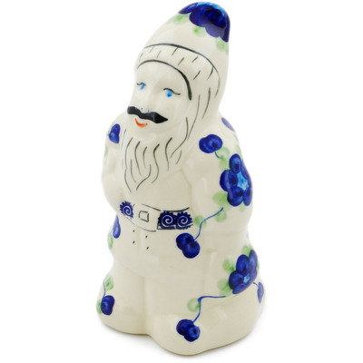 Polish Pottery Santa Clause Figurine 7&quot; Blue Poppies