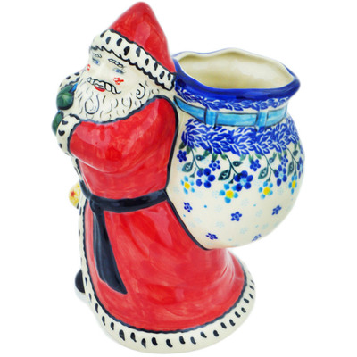 Polish Pottery Santa Shaped Jar 9&quot; Bluems