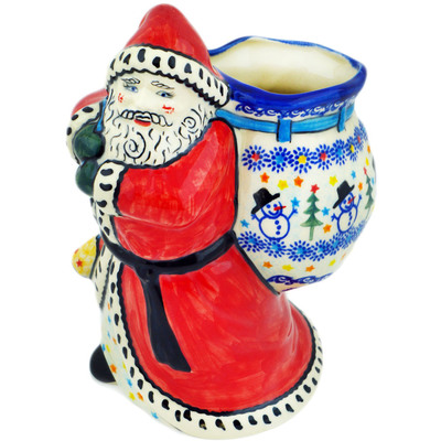 Polish Pottery Santa Shaped Jar 9&quot; Dancing Snowman