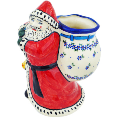 Polish Pottery Santa Shaped Jar 9&quot; Florets