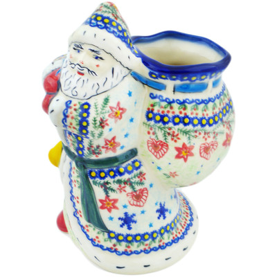 Polish Pottery Santa Shaped Jar 9&quot; Holiday Cheer UNIKAT