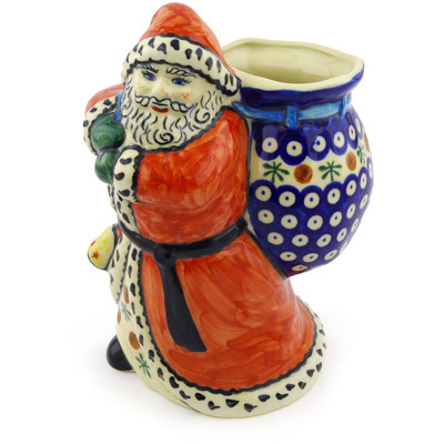 Polish Pottery Santa Shaped Jar 9&quot; Mosquito
