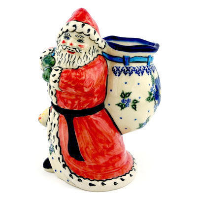 Polish Pottery Santa Shaped Jar 9&quot; UNIKAT
