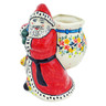 Polish Pottery Santa Shaped Jar 9&quot; Wildflower Plait