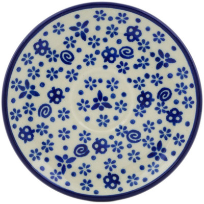 Polish Pottery Saucer 4&quot; Blue Confetti