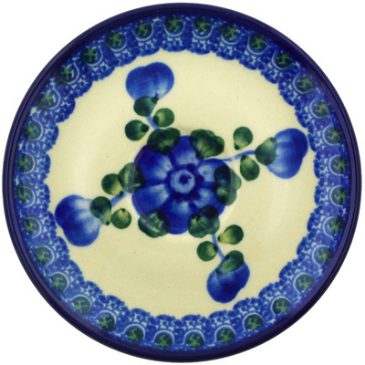 Polish Pottery Saucer 4&quot; Blue Poppies