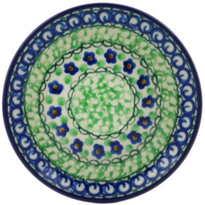 Polish Pottery Saucer 4&quot; Green Pansies UNIKAT