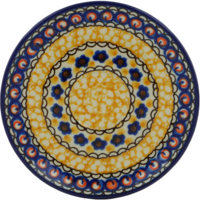 Polish Pottery Saucer 4&quot; Marigold Dreams UNIKAT