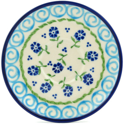 Polish Pottery Saucer 5&quot; Blue Bursts