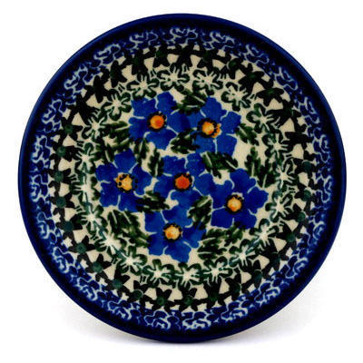 Polish Pottery Saucer 5&quot; Blue Daisy Dream UNIKAT