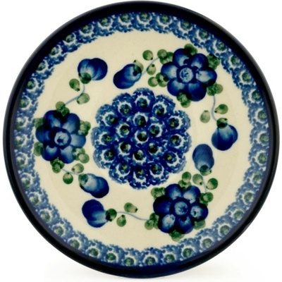Polish Pottery Saucer 5&quot; Blue Poppies