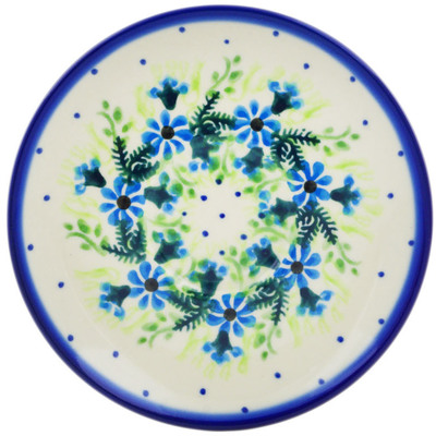 Polish Pottery Saucer 5&quot; Blue Wreath