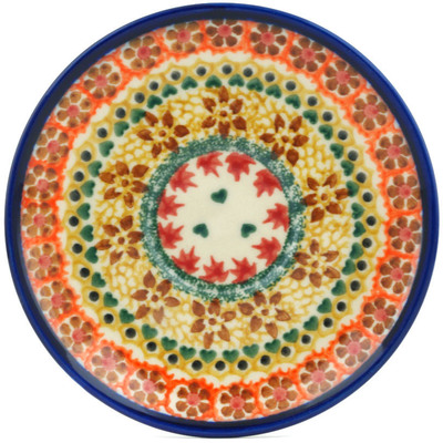 Polish Pottery Saucer 5&quot; Fall Leaves
