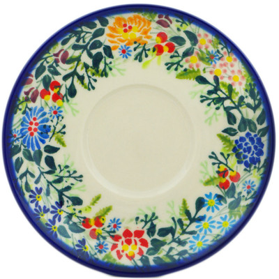 Polish Pottery Saucer 5&quot; Floral Abundance UNIKAT