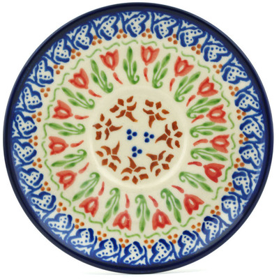 Polish Pottery Saucer 5&quot; Fluttering Tulips