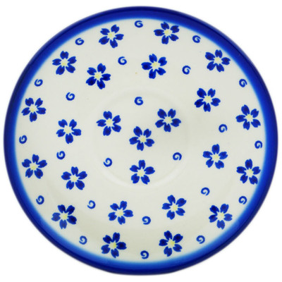 Polish Pottery Saucer 5&quot; Forget Me Not Swirls