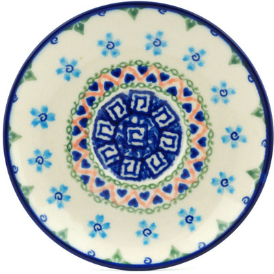 Polish Pottery Saucer 5&quot; Little Blue Flowers