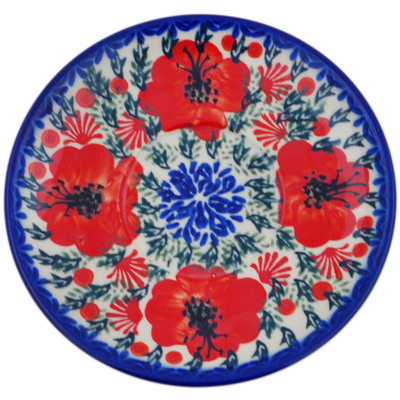 Polish Pottery Saucer 5&quot; Lone Poppy