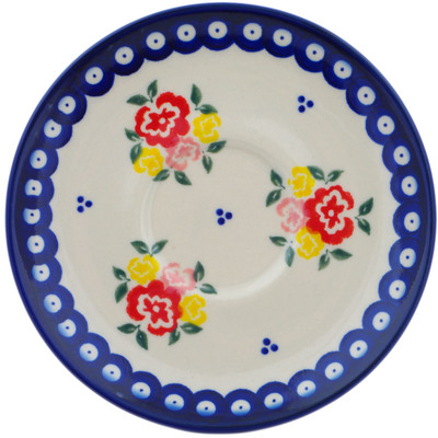 Polish Pottery Saucer 5&quot; Sunny Side Blooms