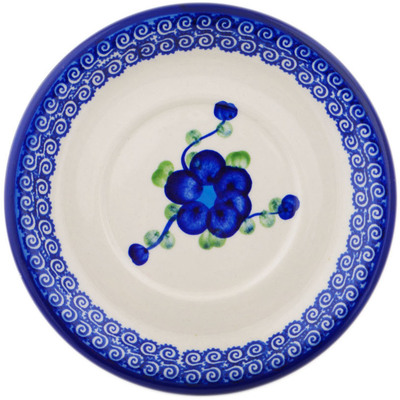Polish Pottery Saucer 6&quot; Blue Poppies