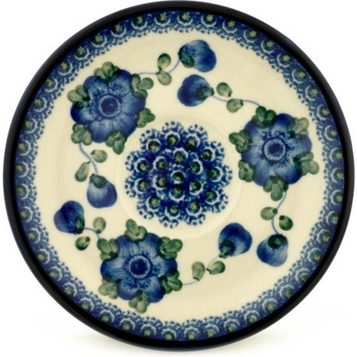 Polish Pottery Saucer 6&quot; Blue Poppies