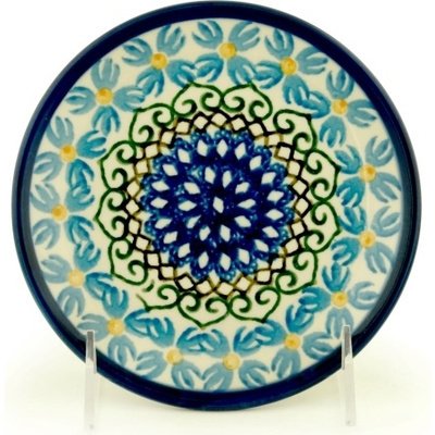 Polish Pottery Saucer 6&quot; Chickory Heart Vines