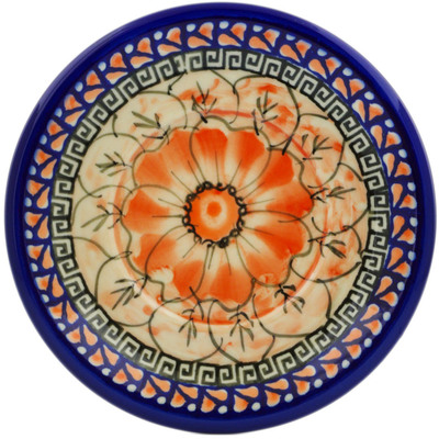 Polish Pottery Saucer 6&quot; Fire Poppies UNIKAT