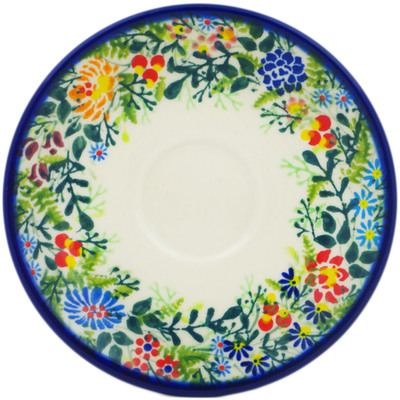 Polish Pottery Saucer 6&quot; Floral Abundance UNIKAT