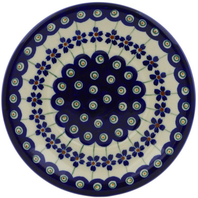 Polish Pottery Saucer 6&quot; Flowering Peacock