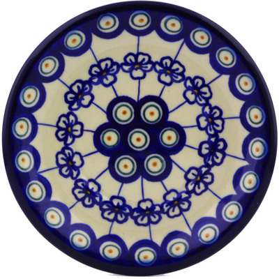 Polish Pottery Saucer 6&quot; Flowering Peacock