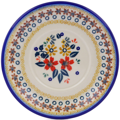 Polish Pottery Saucer 6&quot; Red Anemone Meadow UNIKAT