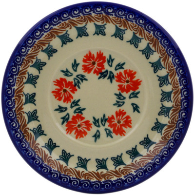 Polish Pottery Saucer 6&quot; Red Cornflower