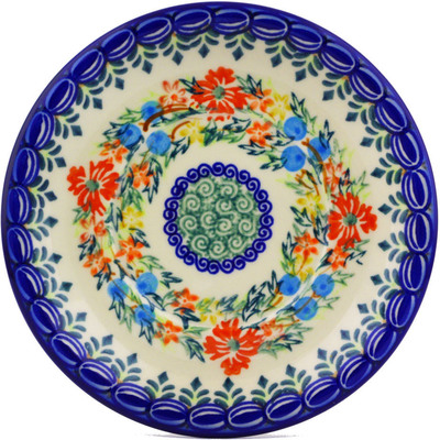 Polish Pottery Saucer 6&quot; Ring Of Flowers UNIKAT