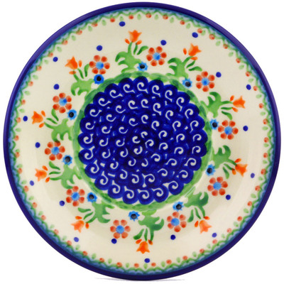 Polish Pottery Saucer 6&quot; Spring Flowers