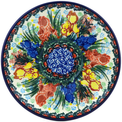 Polish Pottery Saucer 6&quot; Spring Iris UNIKAT