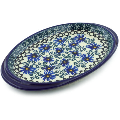 Polish Pottery Saucer 9&quot; Blue Chicory
