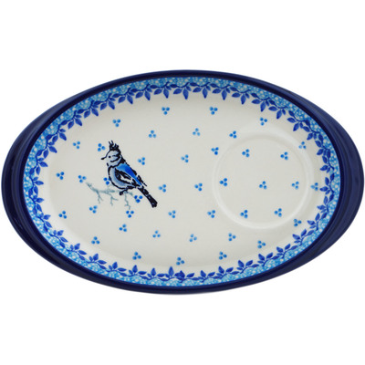 Polish Pottery Saucer 9&quot; Blue Grove