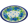 Polish Pottery Saucer 9&quot; Blue Kissed Petals UNIKAT