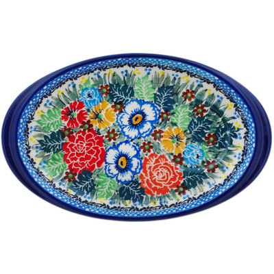 Polish Pottery Saucer 9&quot; Delightful Motif UNIKAT