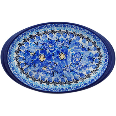 Polish Pottery Saucer 9&quot; Fields Of Blue UNIKAT
