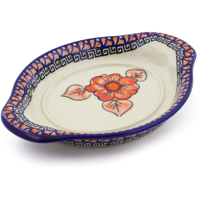 Polish Pottery Saucer 9&quot; Fire Poppies UNIKAT