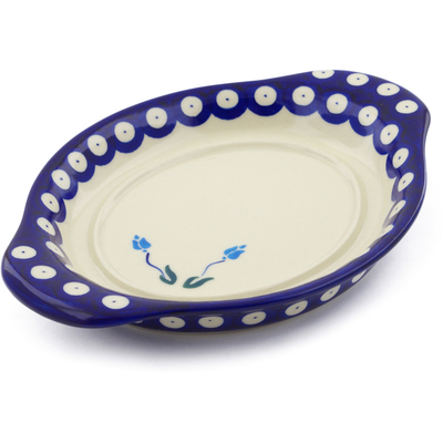 Polish Pottery Saucer 9&quot; Peacock Tulip Garden