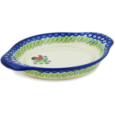 Polish Pottery Saucer 9&quot; Spring Rooster