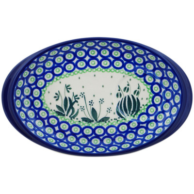 Polish Pottery Saucer 9&quot; Weeping Tulips UNIKAT