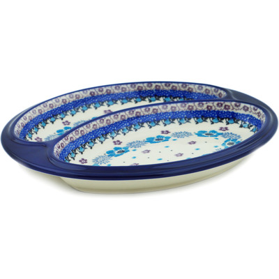 Polish Pottery sausage plate Blooming Blues