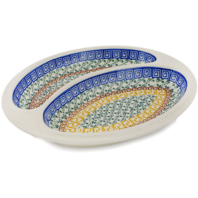 Polish Pottery sausage plate Grecian Sea