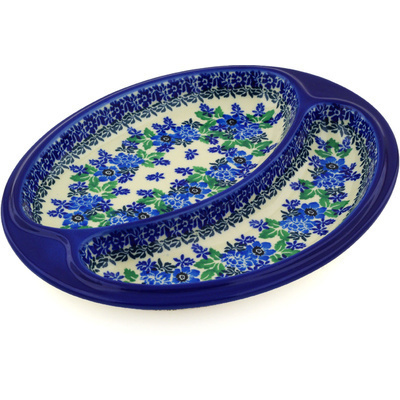 Polish Pottery sausage plate Pretty In Blue