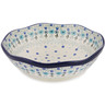 Polish Pottery Scalloped Bowl 10&quot; Baby Blue Garden