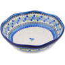 Polish Pottery Scalloped Bowl 10&quot; Blue And Green Flower Dream